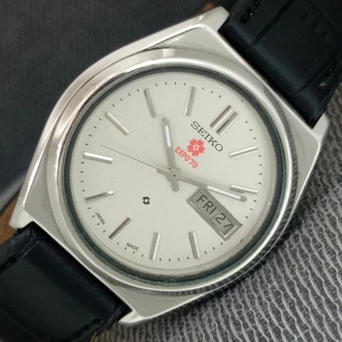 VINTAGE SEIKO EXPO 70 AUTOMATIC 7009A JAPAN MENS SILVER COLOR DIAL WATCH a2557-U