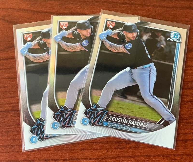 Lot Of 3 Agustin Ramirez red Rookie Refractors 2025 Bowman Chrome
