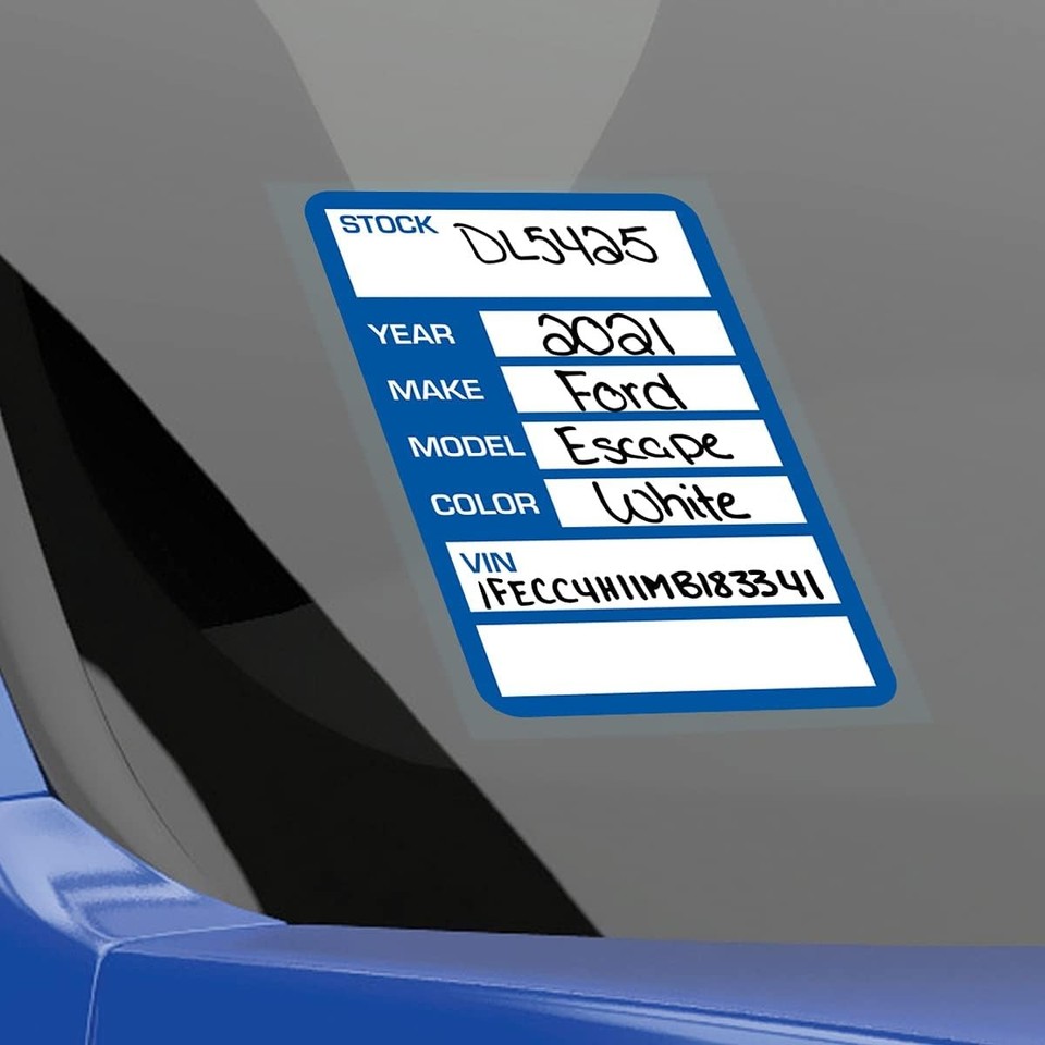 Car Dealer Stock Stickers Improved Design 100 Blue Inventory Window ...