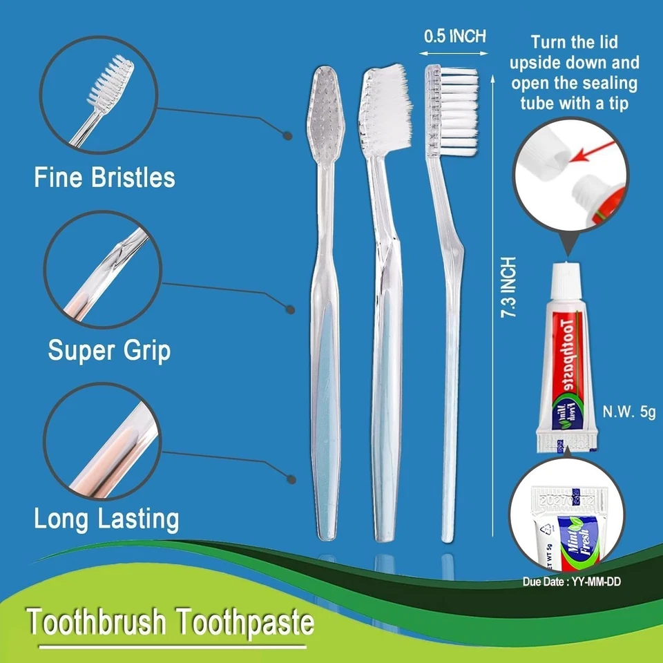 HQSL Sund 200 Pack Travel Toothbrushes with Toothpaste - Disposable Convenience - Image 4 of 4