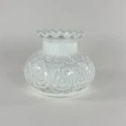 Vintage Milk Glass Filigree Lamp Shade Ruffled Hurricane 7in Fitter 6in Tall