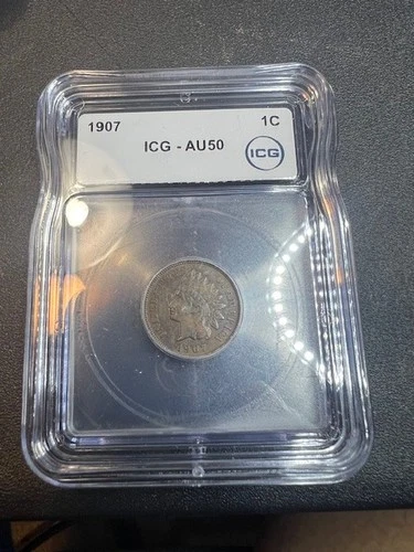 1907 INDIAN HEAD CENT PENNY, AU50