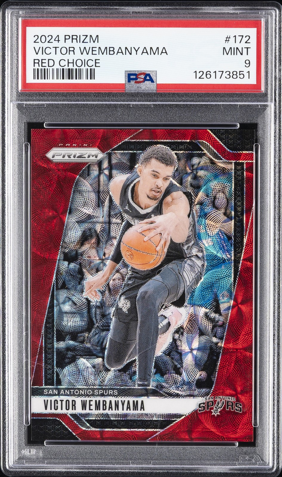 2024 PANINI PRIZM RED CHOICE #172 VICTOR WEMBANYAMA 62/88 PSA 9