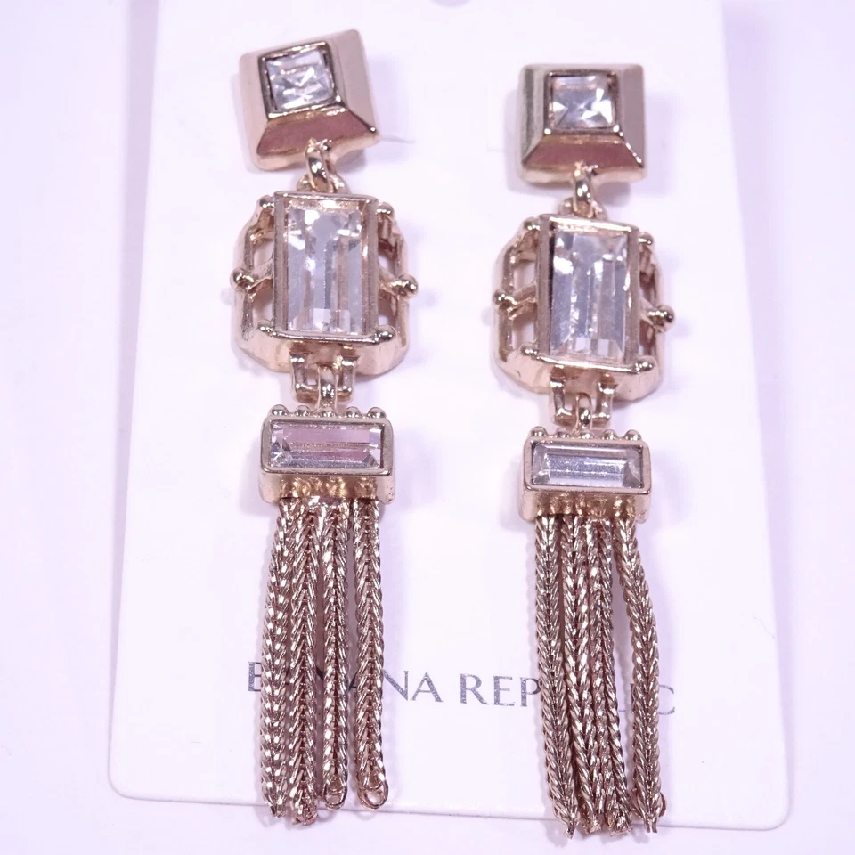 Pendientes colgantes de cristal con flecos baguette Banana Republic para mujer nuevos con etiquetas 68 Foto 3 de 4