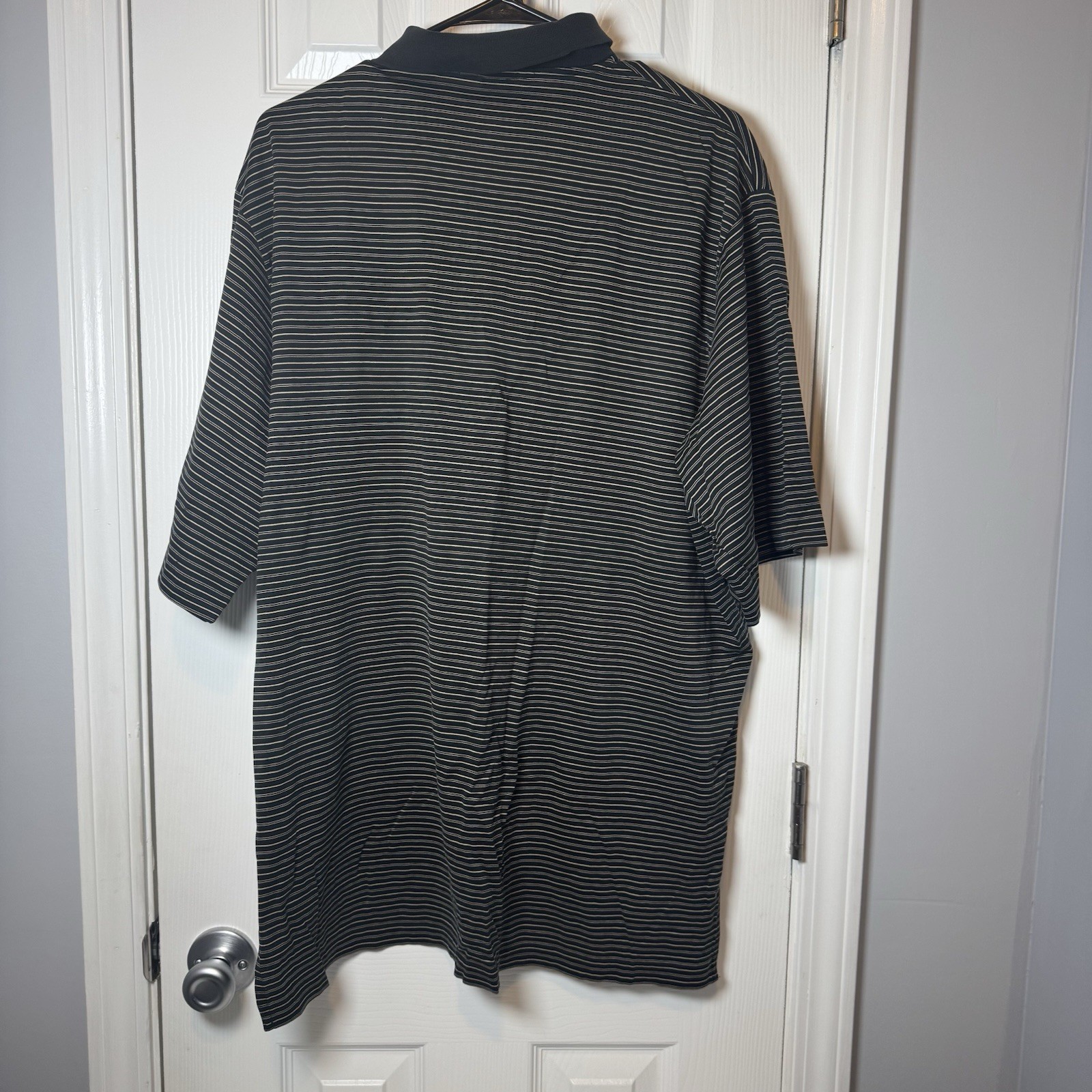 Polo Golf Ralph Lauren Shirt Mens XL Black Tan Striped Golf Tennis Cotton Good thumbnail 4