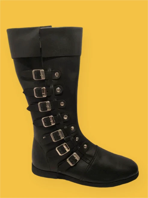 Botas de cuero medievales vikingas | 8 hebillas hechas a mano cuero puro SCA LARP Juegos con disfraces Foto 2 de 3