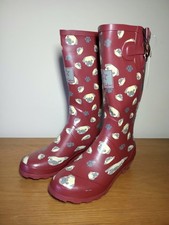 Hawkins Pug Dog Print Wellies Wellington Boots Ladies Size 8