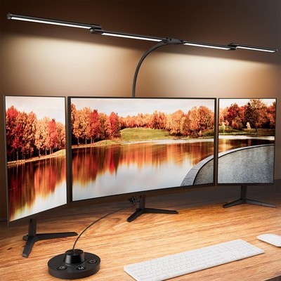 Desk Lamp Clamp Light 24W, Ultra Wide 4 Head Bars, 5 Color Modes Dimming, Mul...