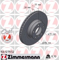 2X Zimmermann Bremsscheibe Sport Z 150.1279.52 FüR BMW E38 7Er 725 Tds 728 730