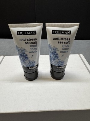 Freeman Anti-Stress Sea Salt Mud Face Mask  1.5 FL OZ Each Set Lot of 2 Tubes!