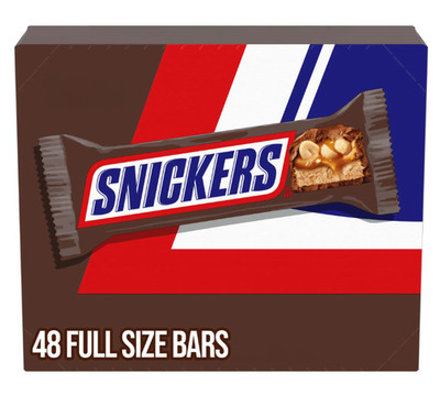 SNICKERS Full Size Chocolate Candy Bars, 1.86 oz, 48-Count Box