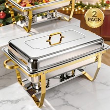 2/4/6/8 Pack 9L Chafing Dish Buffet Set Stainless Steel Rectangular Food Warmer