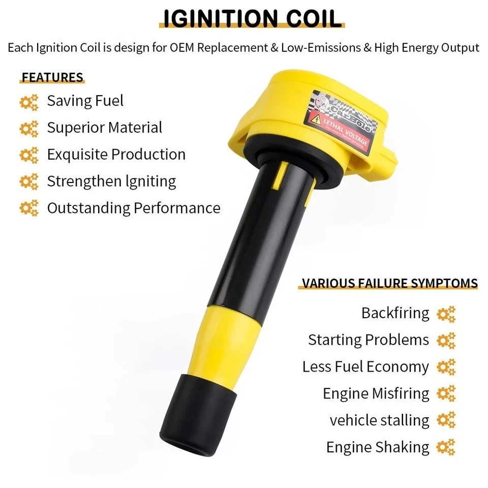 Premium 6x Ignition Coil & 6x Spark Plug For Honda Accord Odyssey 3.5L V6 UF603 - Image 3 of 4