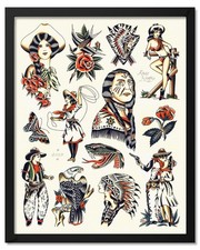 Ross Henry Western Traditional Tattoo Art Flash Sheet