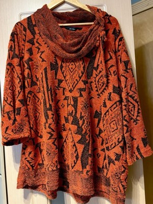 Ali Miles Cowl Neck Top Blouse Sweater Women Size 1X Knit Multicolor