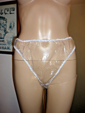 SEE THROUGH  PLASTIC  SISSY  SLIPPY HIGH LEG PANTIES  30/40"
