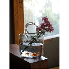 Glass Vase with Elegant Purse Design, Hand Purse Vase with Fish Bowl, Unique ...