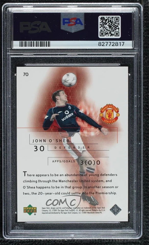 2001-02 Upper Deck Manchester United Premier Power John O'Shea #70 PSA 10 GEM MT - Image 2 of 2