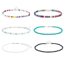 6 Pieces Beaded Choker Necklaces for Women Boho Seed Bead Choker Set Bead Neckla