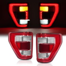 Pair Chrome Led Tail Lights With Blind Spot For Ford F-150 F150 2021 2022 2023 Pair Chrome Led Tail Lights With Blind Spot For Ford F-150 F150 2021 2022 2023
