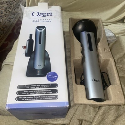 Ozeri Electric Black Wine Opener w/ Charger/ Foil Cutter NEW Open Box