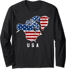 Trumps Vision of USA Map with Canada and Greenland Long Sleeve Tshirt