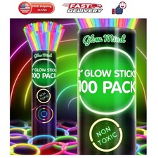 100 Glow Sticks Bulk Party Pack, 8" Halloween Glow Bracelets and Necklaces