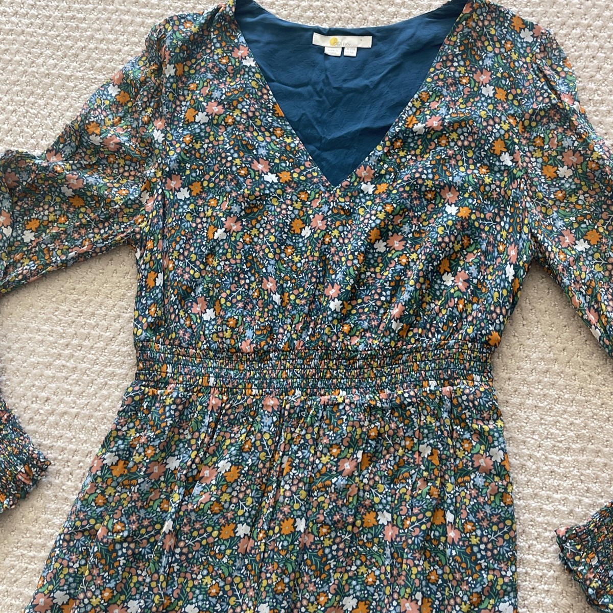 Boden Ivy Smocked Midi Dress Floral Sz 8 Long Sleeve Grandmillennial  Cottagecore | eBay