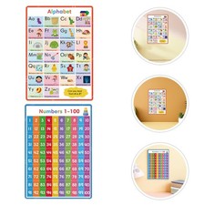 2PCS learning charts for kindergarten: Classroom Alphabet Number Poster  1 to