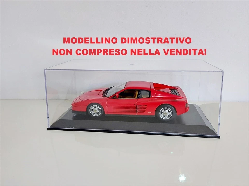 TECA VETRINA Universale 1/18 BASE PLASTICA NERA + COPERCHIO PLEX TRASPARENTE - Immagine 2 di 4