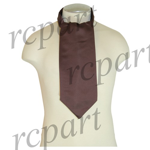 New Men's Formal Tuxedo Vest Waistcoat solid & Ascot cravat brown Prom - Picture 3 of 5