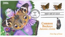 A0-4002-3, 2006, Common Buckeye, FDC, Standard Postmark, Butterfly, Add on Cache