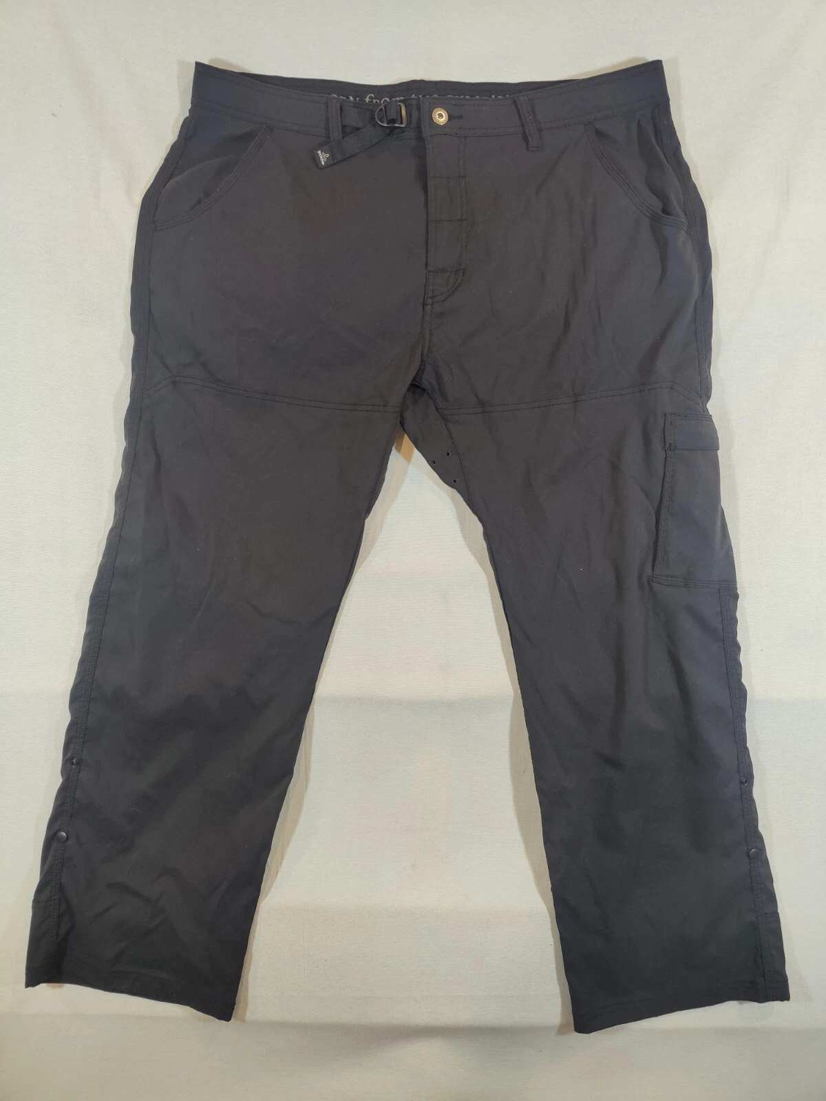 Prana Pants Mens 40x30 Straight Cargo Belted Hiking Outdoor Stretch Gray