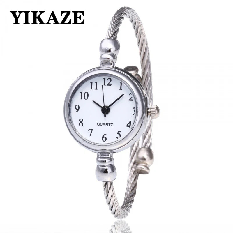 YIKAZE Gold Bangle Bracelet Luxury Stainless Steel Retro Ladies Watch