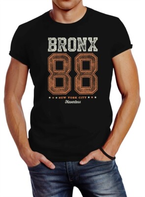 Herren T-Shirt Bronx 88 New York City Print Aufdruck Slim Fit Neverless 