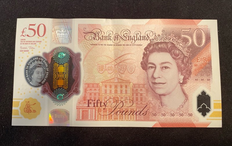 Great Britain UK British 50 Pounds polymer banknote Queen Elizabeth II 2020 Gift