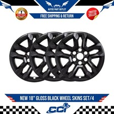 New 18 Gloss Black Wheel Skins Set4 For 2022-2025 Chevrolet Silverado 1500