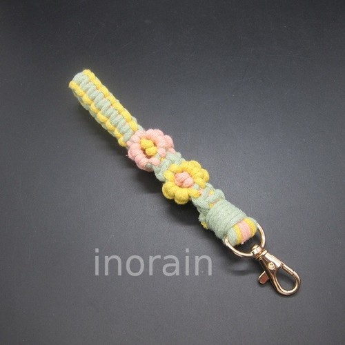 Handmade Double Daisy Flower Wrist Rope Mobile Phone Strap Keychain Bag Strap - 第 14/18 張圖片
