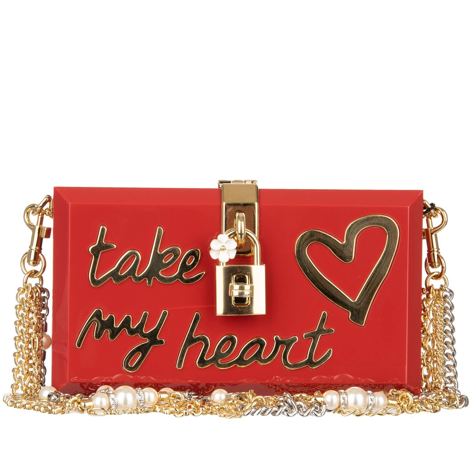 DOLCE - GABBANA Клатч из плексигласа DOLCE BOX Take My Heart w Жемчуг Красный 09888 205090₽