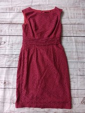 Adrianna Papell Midi Dress Women's 8 Raspberry Red Sleeveless Lace  Classic 