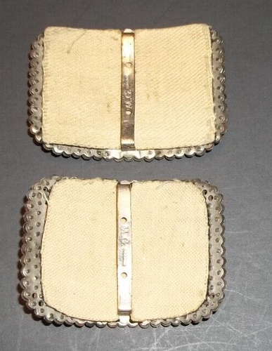 Vintage M. G. France Faceted Cut Metal Shoe Clips Antique Silver Tone Buckles - Picture 15 of 16