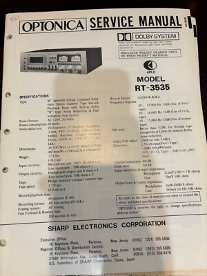 ORIG. SHARP OPTONICA RT-3535 RT3535 Repair & Service Manual *ORIGINAL**