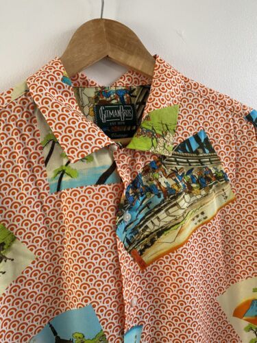 Gitman Bros Shirt Mens Large Multi Button Up USA Rayon Vintage Oriental Chinese - Picture 7 of 18