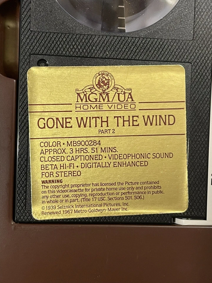 1967 Collectable Gone With the Wind Betamax Hi-Fi Beta 2 Cassette Tape Boxed Set - Image 4 of 4