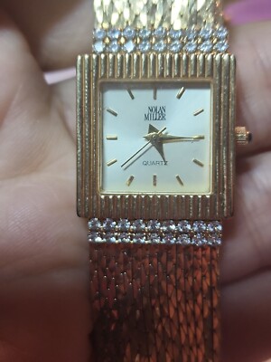 VINTAGE Nolan Miller Glamour Collection Gold Tone Stones Watch Need  batteries