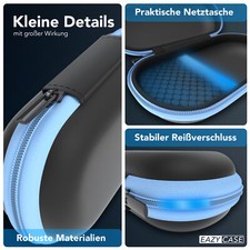 Kopfhörer Tasche Case Schutzhülle Aufbewahrungstasche Netzfach Oval Hellblau – Bild 6