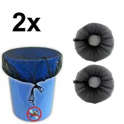 MARKENLOS 2x Abdeckung für Regentonne rund Ø 80/90/100cm - Regentonnen-Netz mit Zugkordel