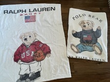 2 Vintage Ralph Lauren POLO BEAR Teddy Basketball Towels