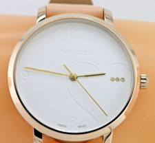 NEW WENGER SWISS ARMY MADE WOMENS WATCH WHITE DIAL CRYSTALS PINK LEATHER GOLD110