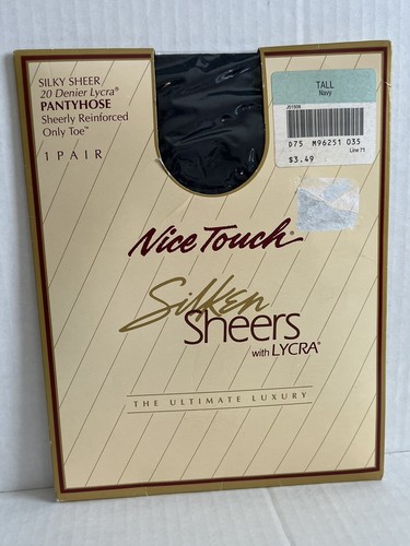 Sears Nice Touch Silken Sheers Pantyhose Tall Navy 20 Denier Sheer New Vintage - Picture 7 of 16